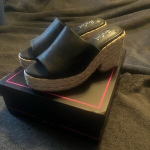 Corkys Black Slide Wedges
